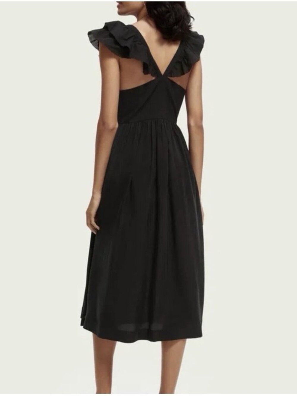 Scotch & Soda Day to Night Women’s Black Midi Dress Ruffle Flowy Sleeveless Sz M - Picture 3 of 16